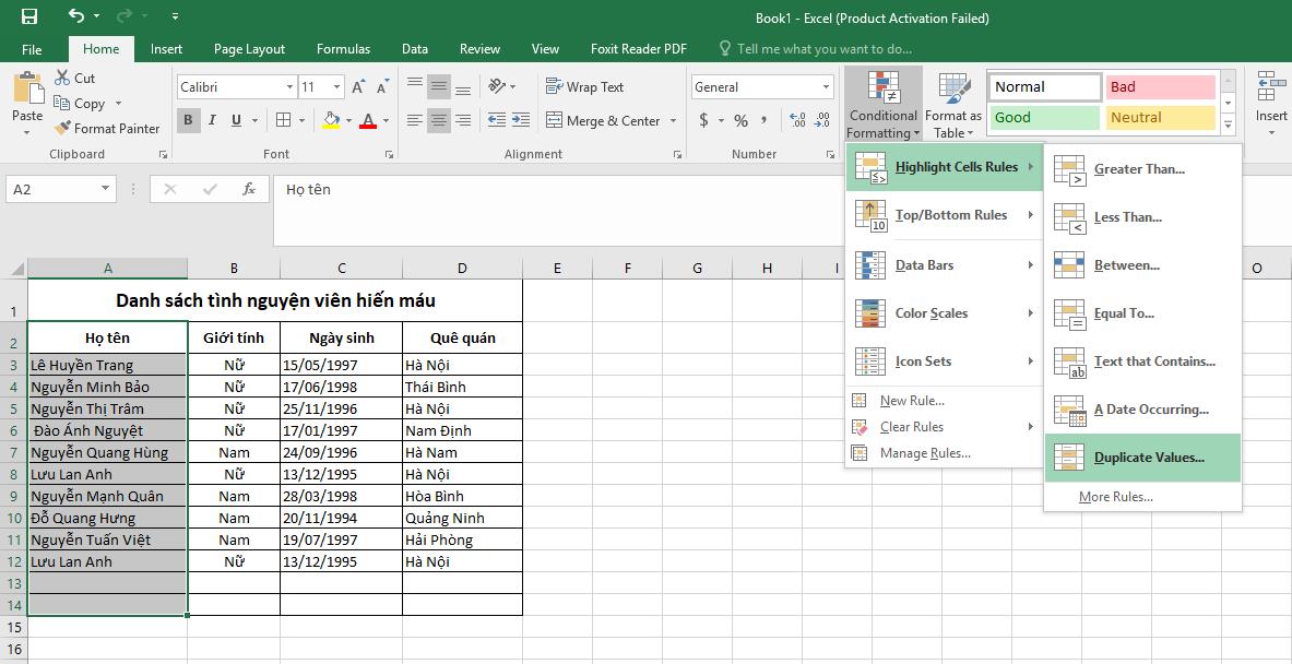 Cách tìm và kiểm tra dữ liệu trùng lặp trong Excel nhanh và chuẩn 